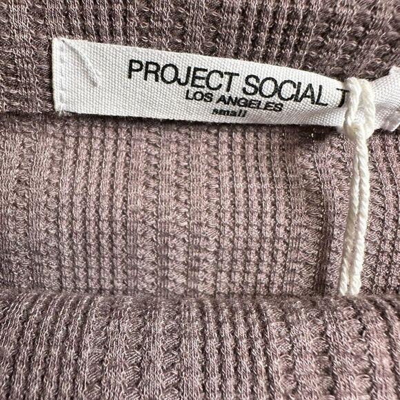 NWT Project Social T Women’s Thermal Waffle Long Sleeve Off Shoulder Mauve - SM - Picture 5 of 11